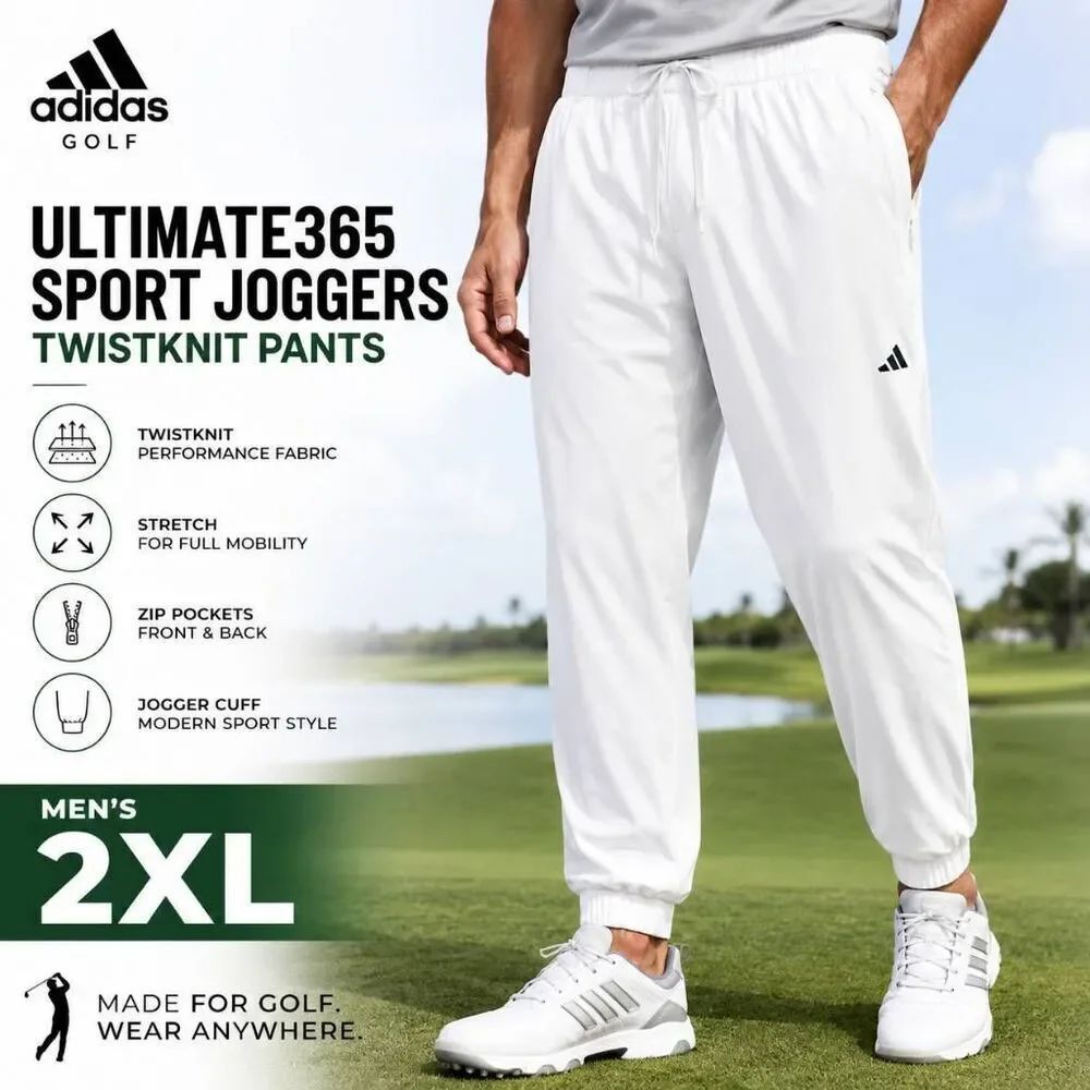 Adidas Golf Ultimate365 Sport Joggers Twistknit Pants White 2XL NWT